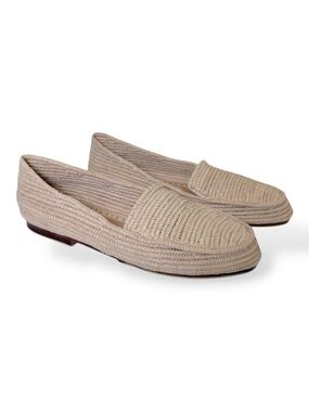 NEW Bulibasha Mouna Natural Beige Woven Fiber Loafers Handmade, US Size 6.5